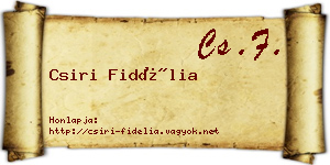 Csiri Fidélia névjegykártya